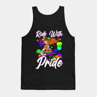 LGBTQ Ride With Pride Witch Halloween Gay Lesbian Pride Tank Top